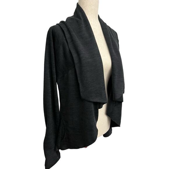 Athleta Haven II Open Front Cardigan Women’s Sz S Gray Drape Wrap Waterfall - Picture 2 of 9